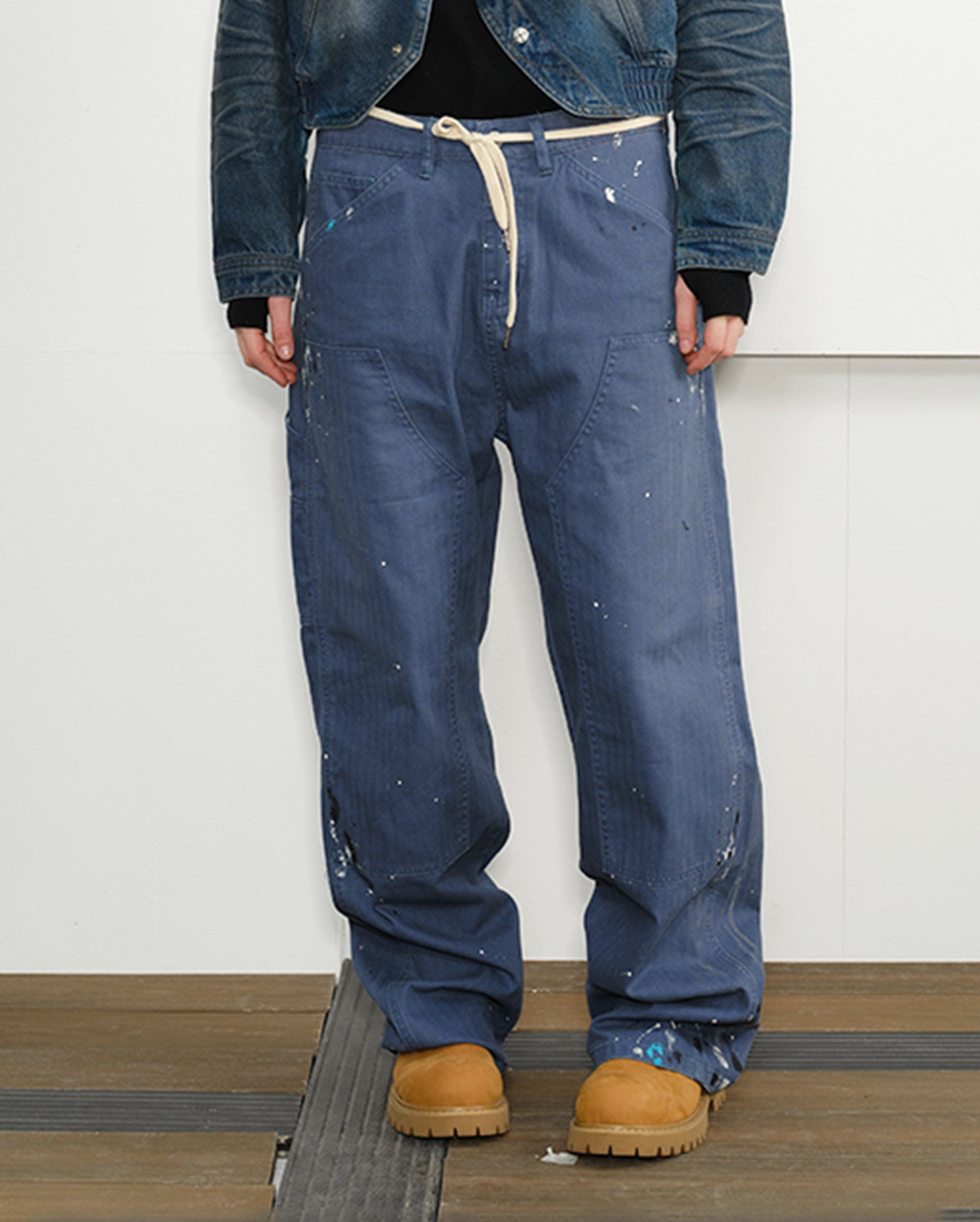 KREATE Paint-Splattered Double-Knee Pants-Pants-S-Blue-Free Shipping Leatheretro