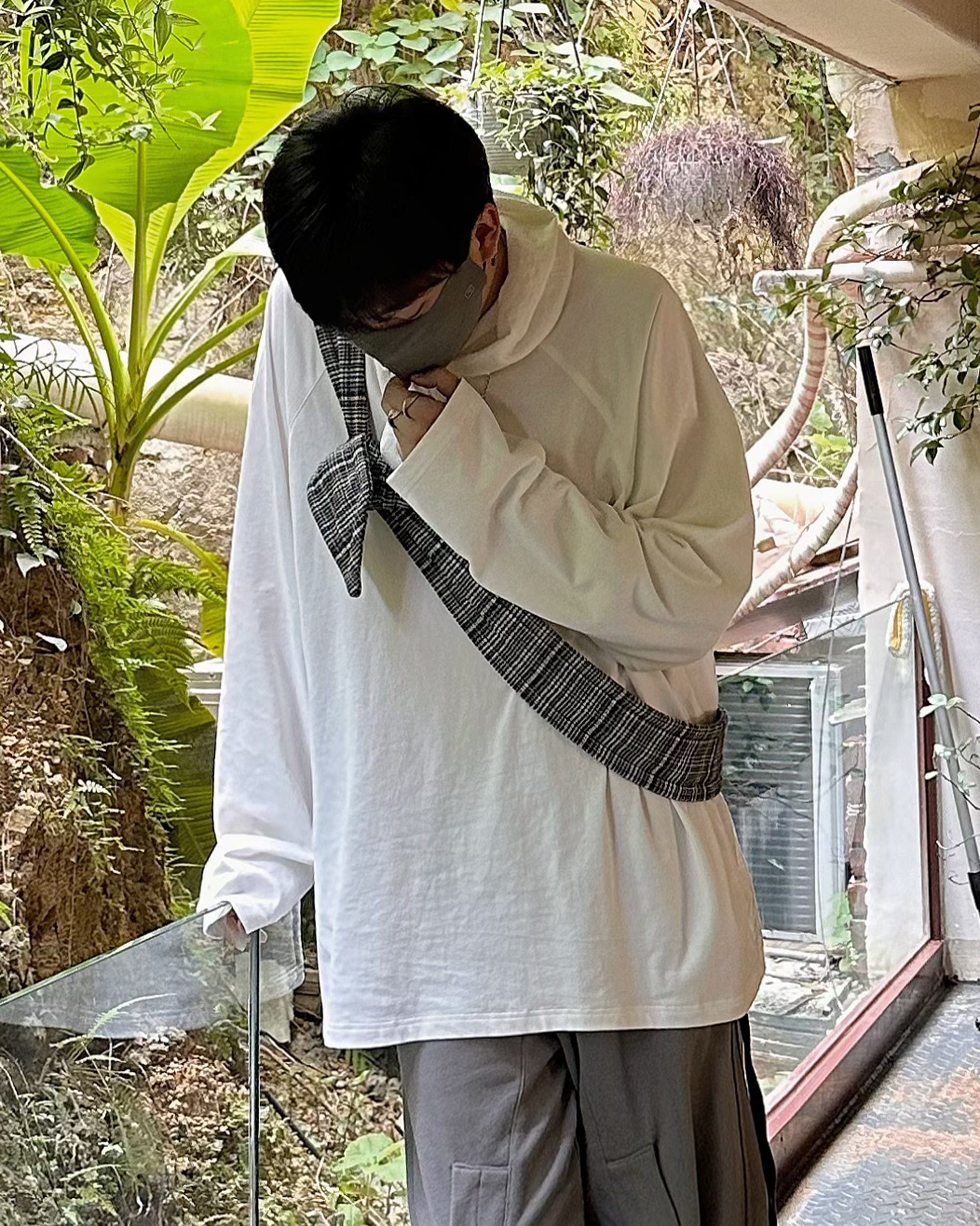 RELABEL Deconstructed Scarf Long-Sleeve Tee-L/S Tee-XS-Yellow-Free Shipping Leatheretro