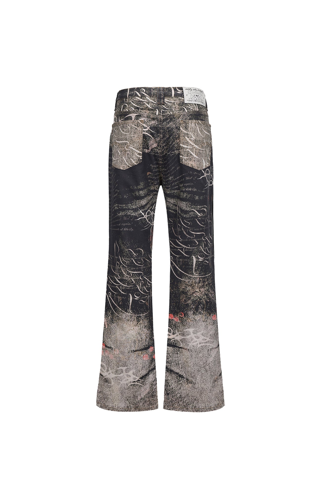 CYCYCY Full-Print Script Flared Jeans-Jeans-XXS / 27"-Free Shipping Leatheretro