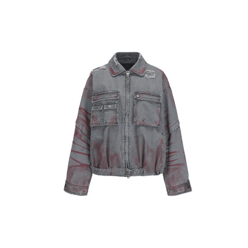 VANN VALRENCE Washed Distressed Multi-Pocket Utility Denim Jacket-Jacket-S-Free Shipping Leatheretro