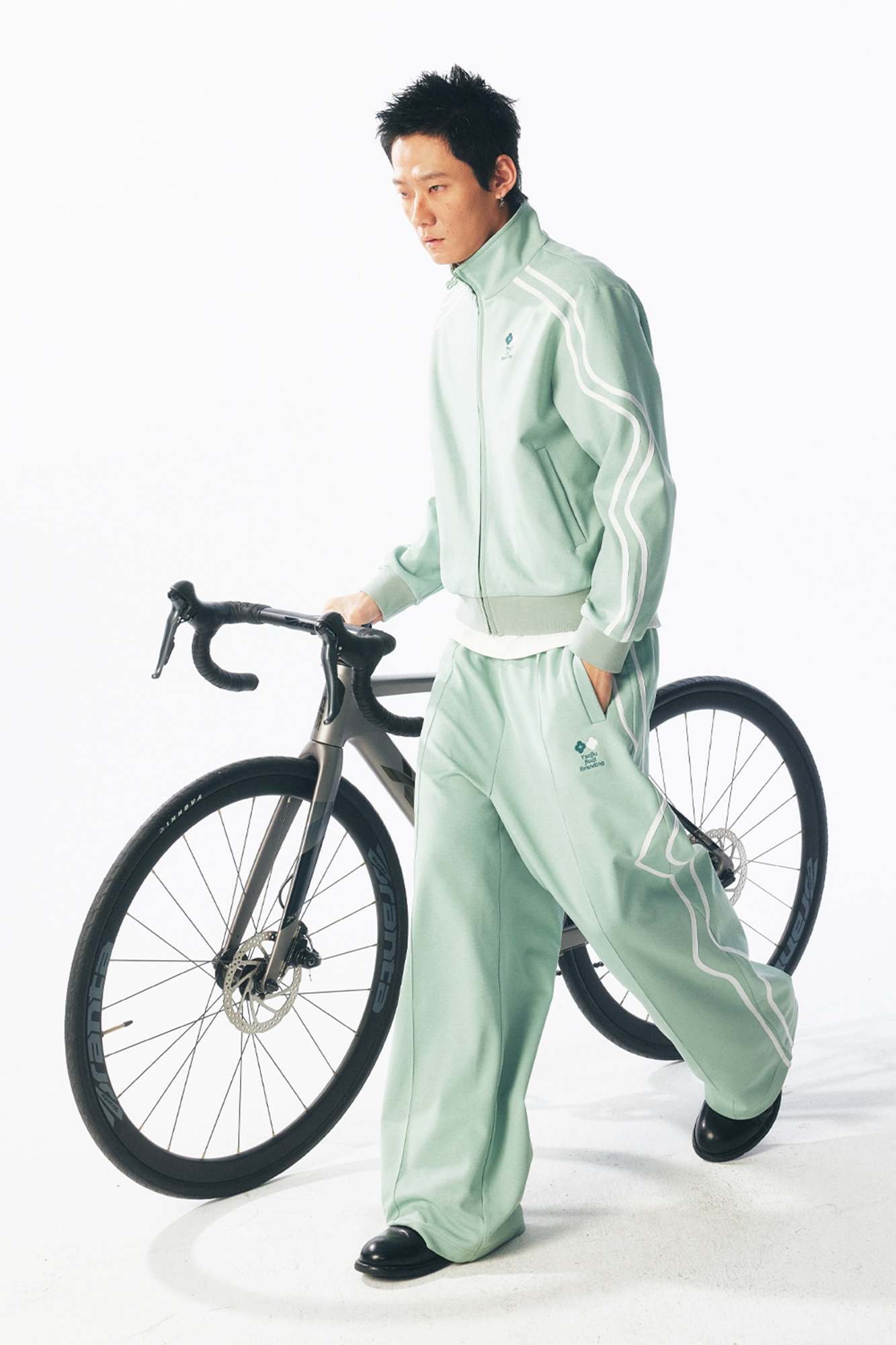 1997 POSTOFFICE Contrast Curved-Stripe Qucik-Dry Track Jacket-Jacket-S (Preorder)-Green-Free Shipping Leatheretro