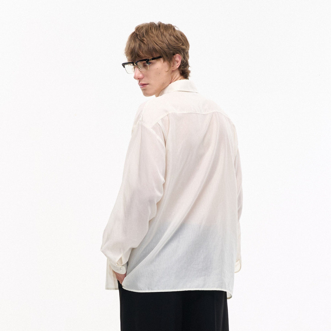 LEONSENSE Firework Embroidered Sequin Sheer Tencel Shirt-Shirt-S-Free Shipping Leatheretro