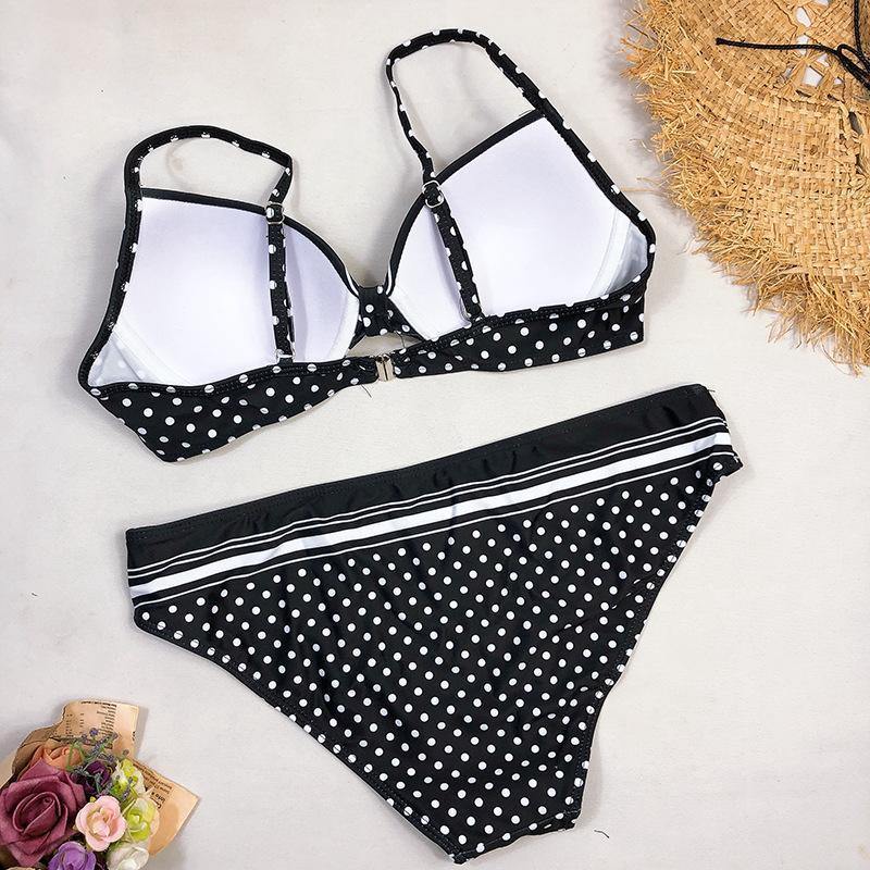 Sexy High Wasit Dot Print Bikini-Women Swimwear-Dot-S-Free Shipping Leatheretro