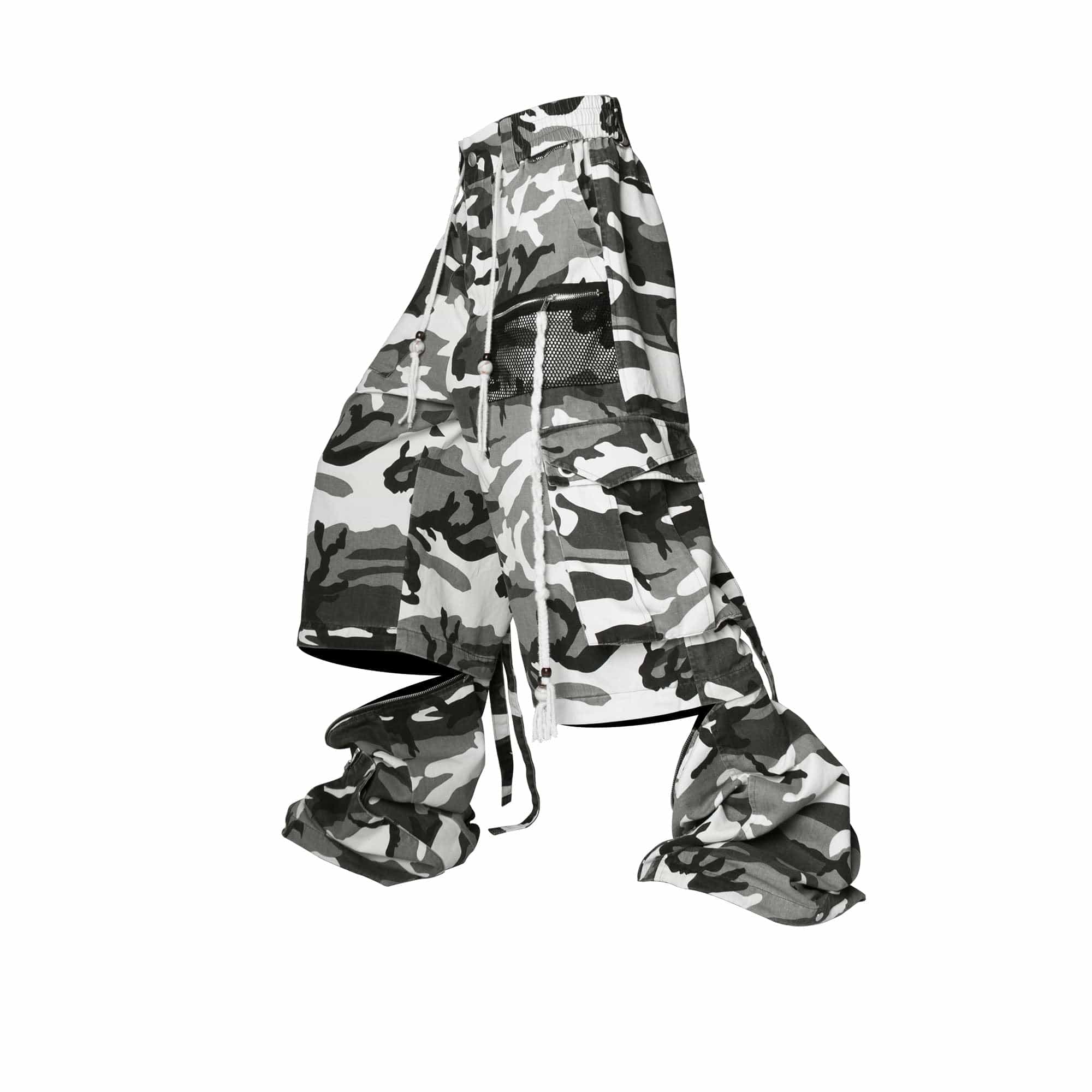 RELABEL Detachable Beaded Drawstring Cargo Camo-Pants-XS-Free Shipping Leatheretro