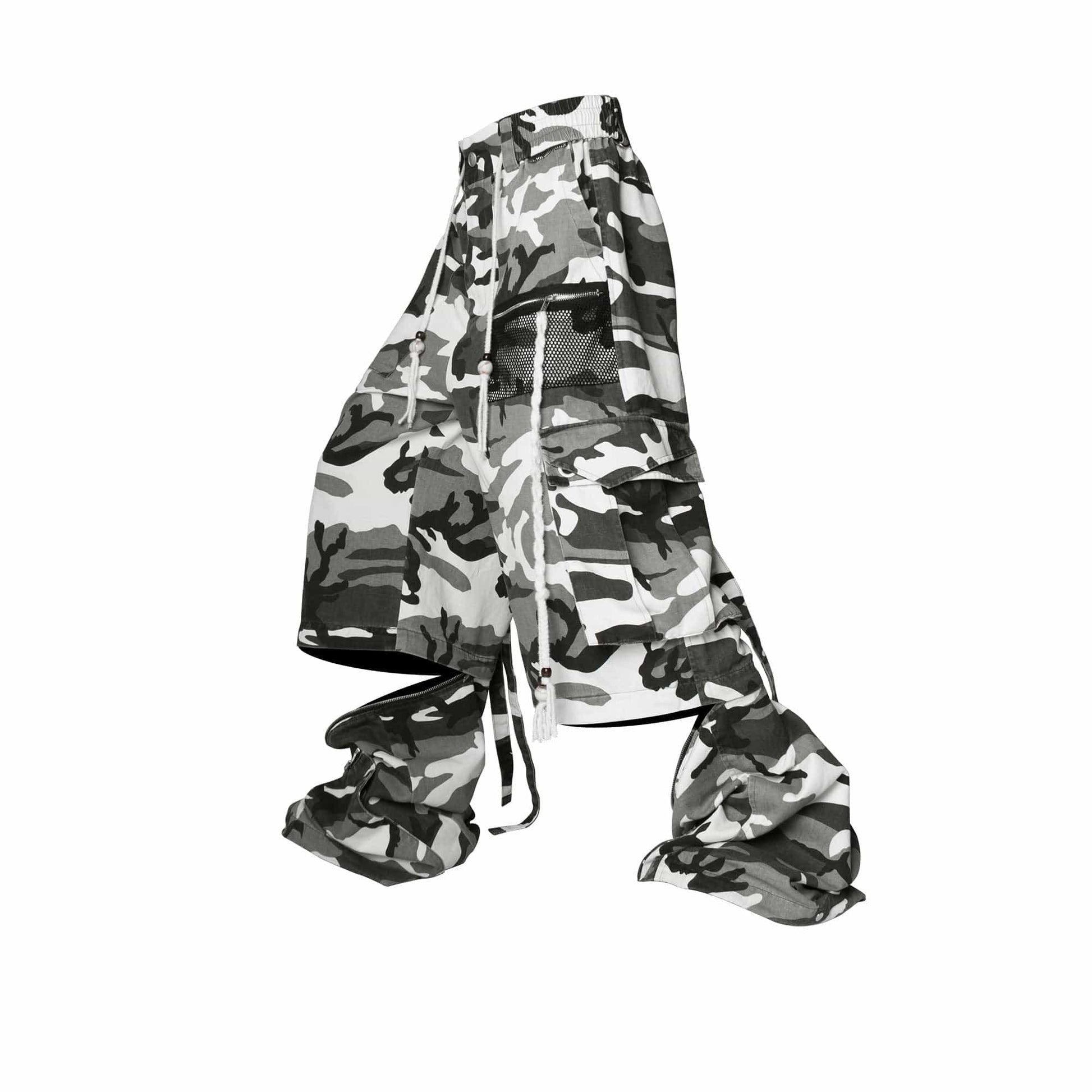 RELABEL Detachable Beaded Drawstring Cargo Camo-Pants-XS-Free Shipping Leatheretro