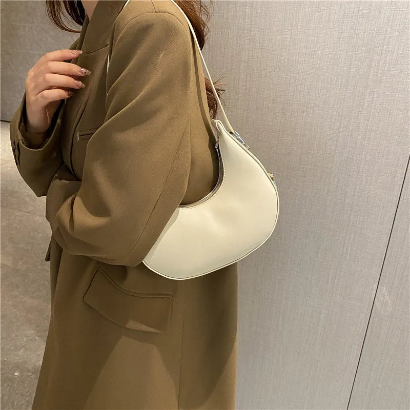 Underarm Bag - One Shoulder French Niche Crescent Shape Handbag for Women-Handbags-Brown-Free Shipping Leatheretro