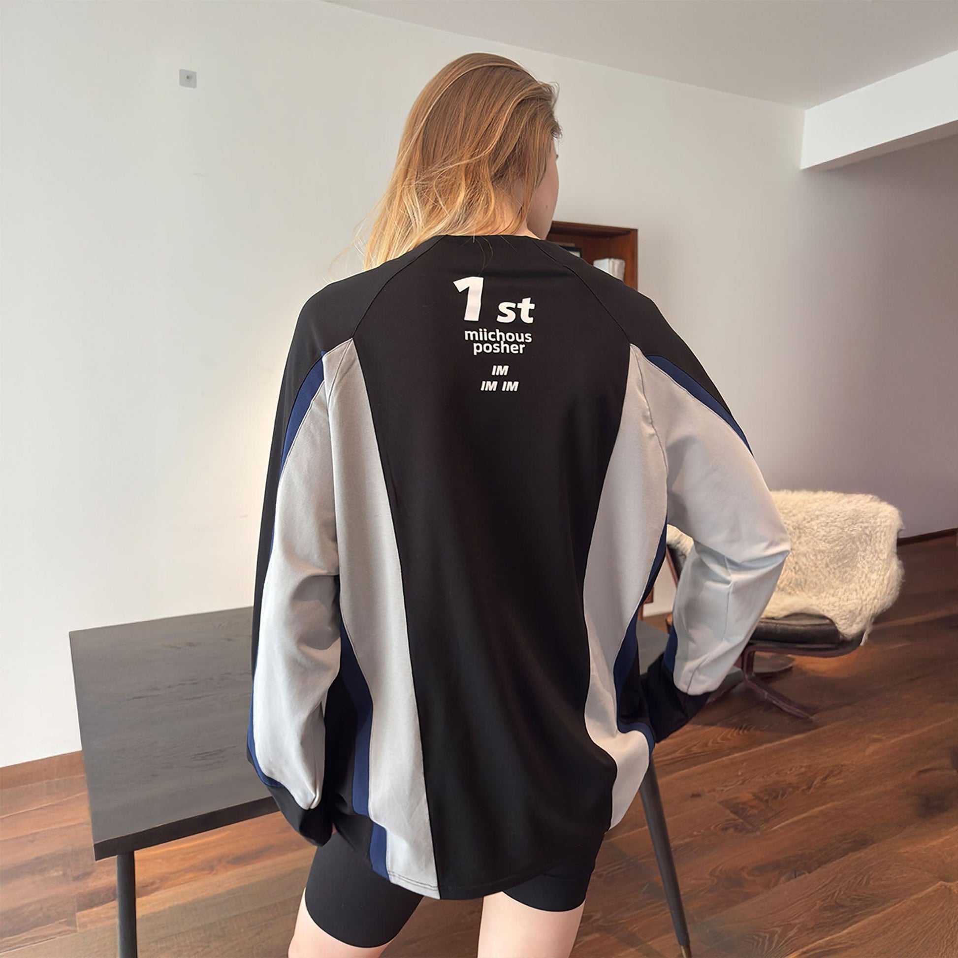 MIICHOUS Contrast Spliced Racing UV Protection Long-Sleeve Tee-L/S Tee-S-Free Shipping Leatheretro
