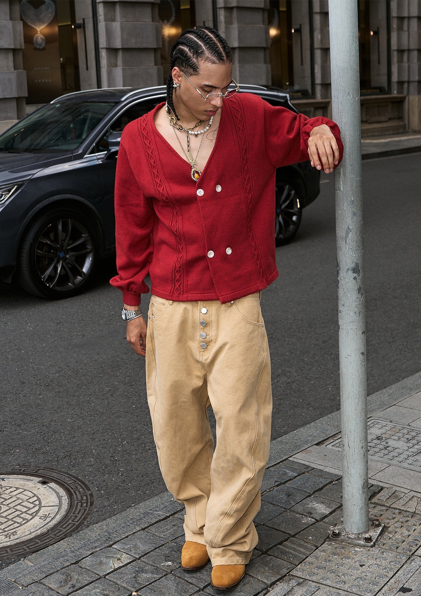 STEEPC Classical Button-Fly Curved-Seam Utility Pants-Pants-S-Free Shipping Leatheretro