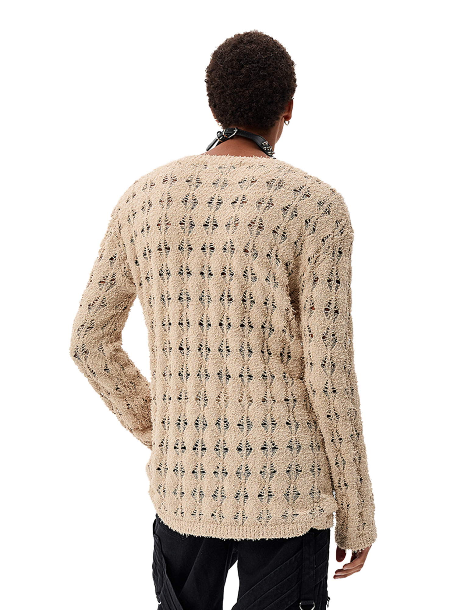 CYCYCY Punk Open-Knit Distressed Sweater-Sweater-S-Black (Preorder)-Free Shipping Leatheretro