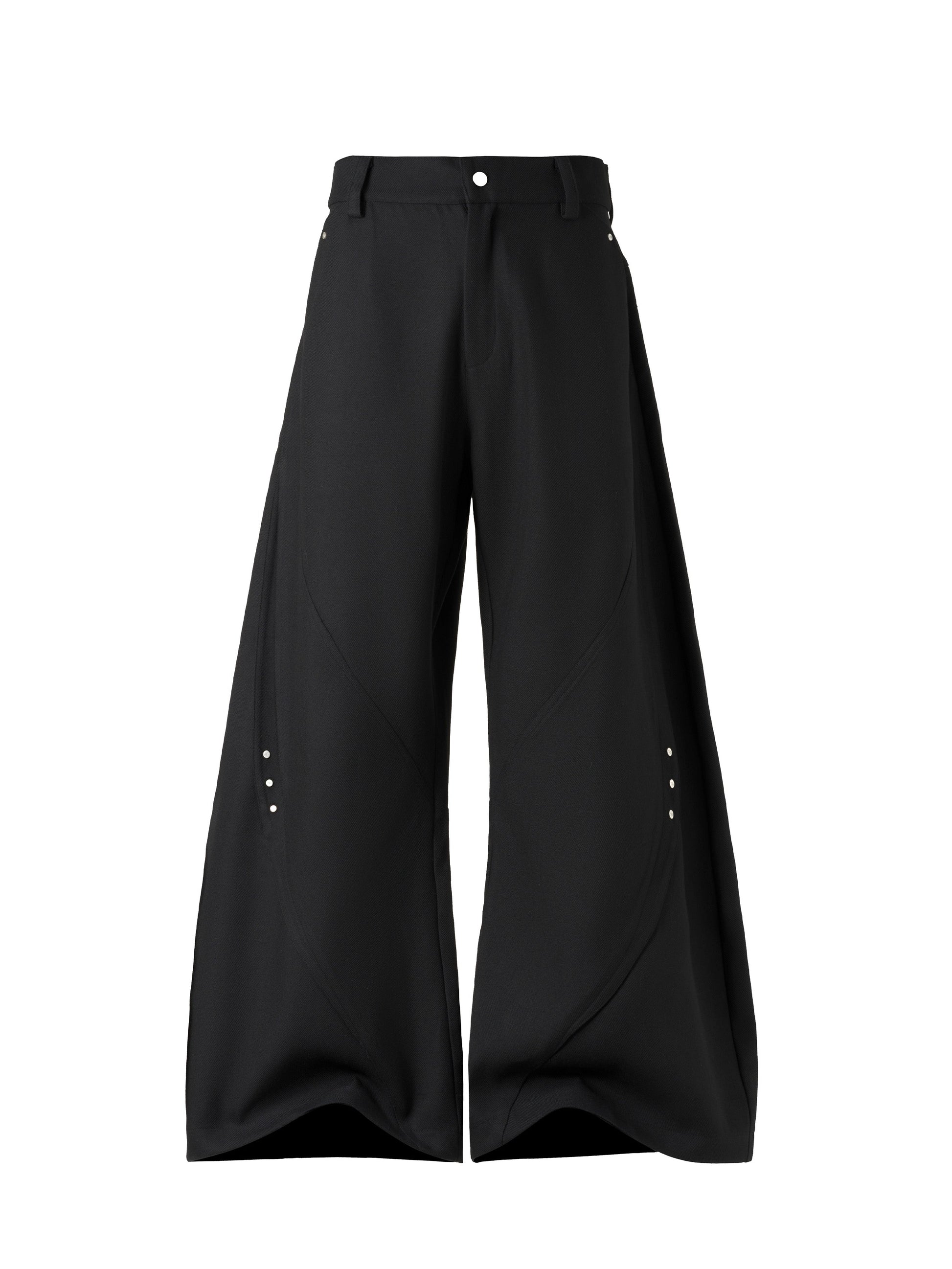 CATSSTAC Curved Draped Wide-Leg Trousers-Pants-M-Free Shipping Leatheretro