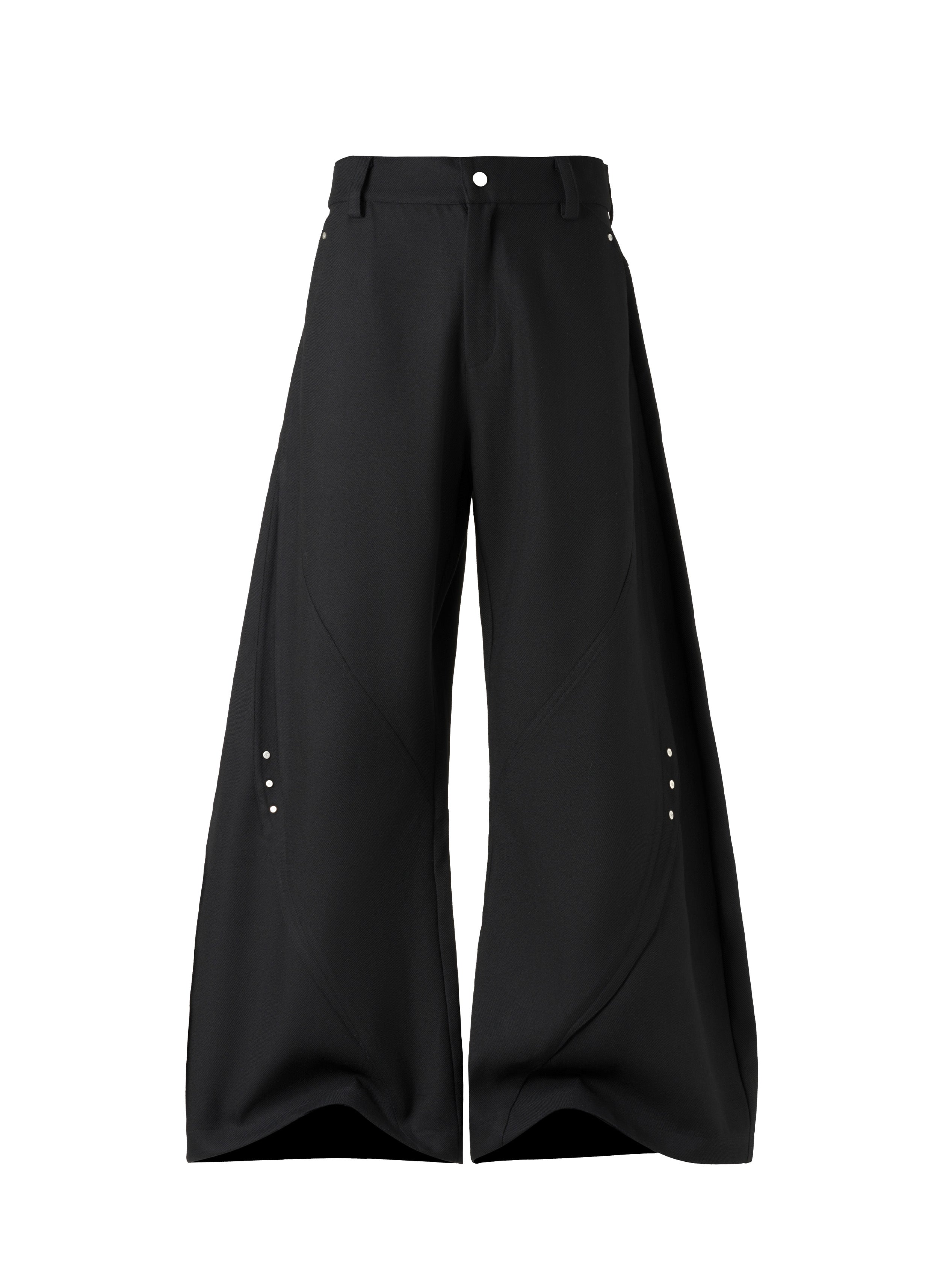 CATSSTAC Curved Draped Wide-Leg Trousers-Pants-M-Free Shipping Leatheretro