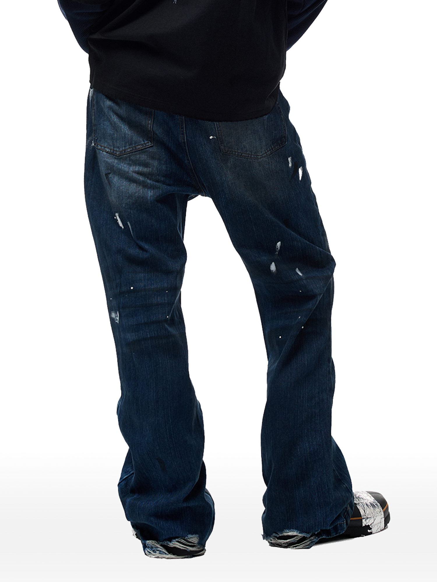 CYCYCY Retro Washed Distressed Flared Jeans-Jeans-XXS / 27"-Free Shipping Leatheretro