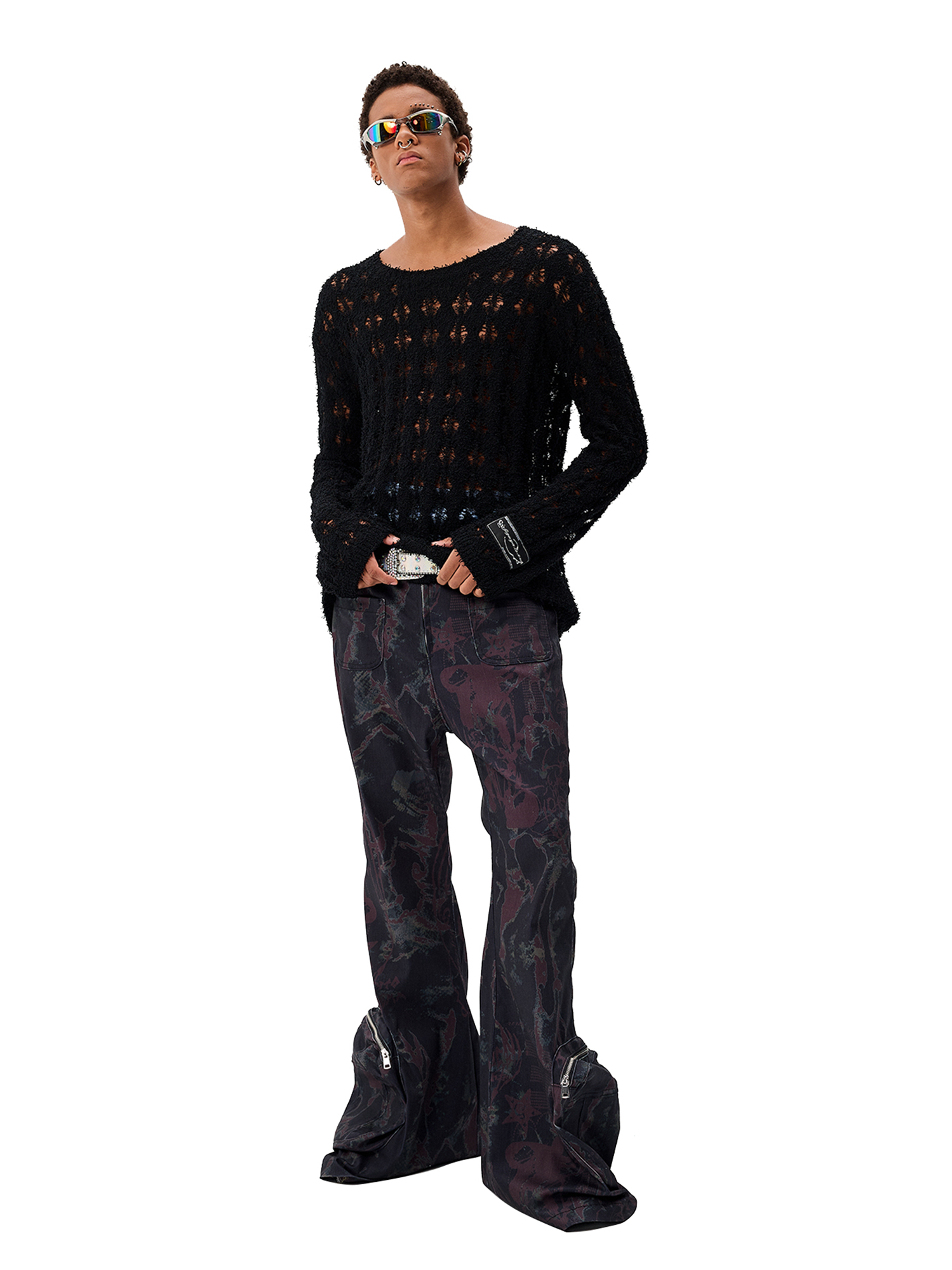 CYCYCY Punk Open-Knit Distressed Sweater-Sweater-S-Black (Preorder)-Free Shipping Leatheretro