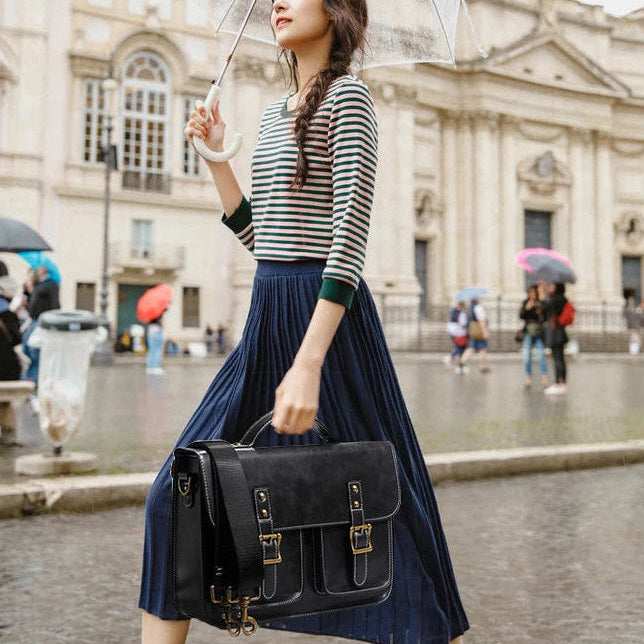 Retro Leather Women backpacks Shoulder Bag - Laptop Business Handbags-Backpacks-Black-Small-Free Shipping Leatheretro