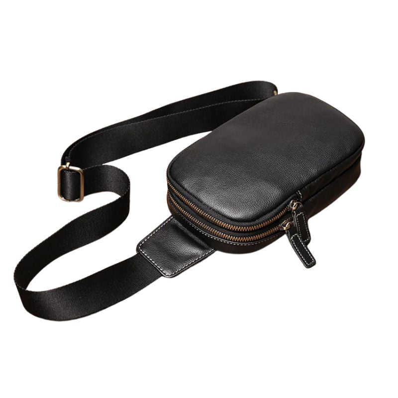 Genuine Leather Men's Chest Bag Messenger Bag-Chest Bags-Blue-Free Shipping Leatheretro