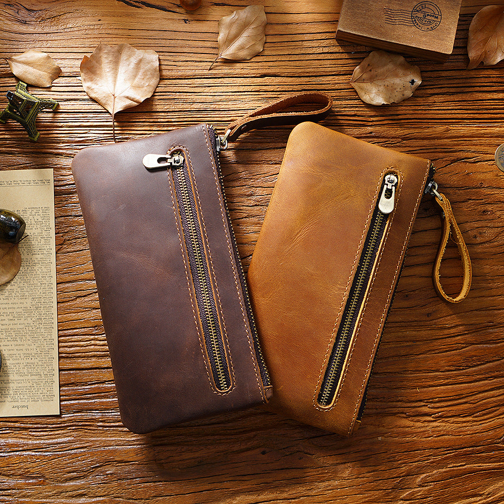 Retro Crazy Horse Leather Pencil Case - Creative Portable Hand Grip Buggy Bag-Pencil Case-Black-Free Shipping Leatheretro