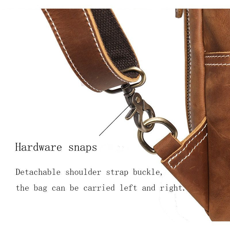 European and American Men's Crazy Horse Leather Crossbody Chest Bag-Chest Bags-Black-Free Shipping Leatheretro