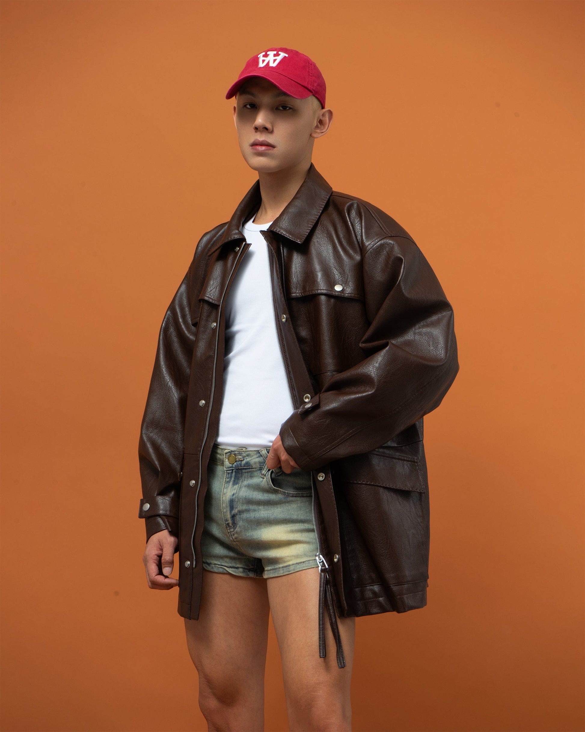 CLP Big Pocket Oversized Faux Leather Jacket-Jacket-S-Free Shipping Leatheretro