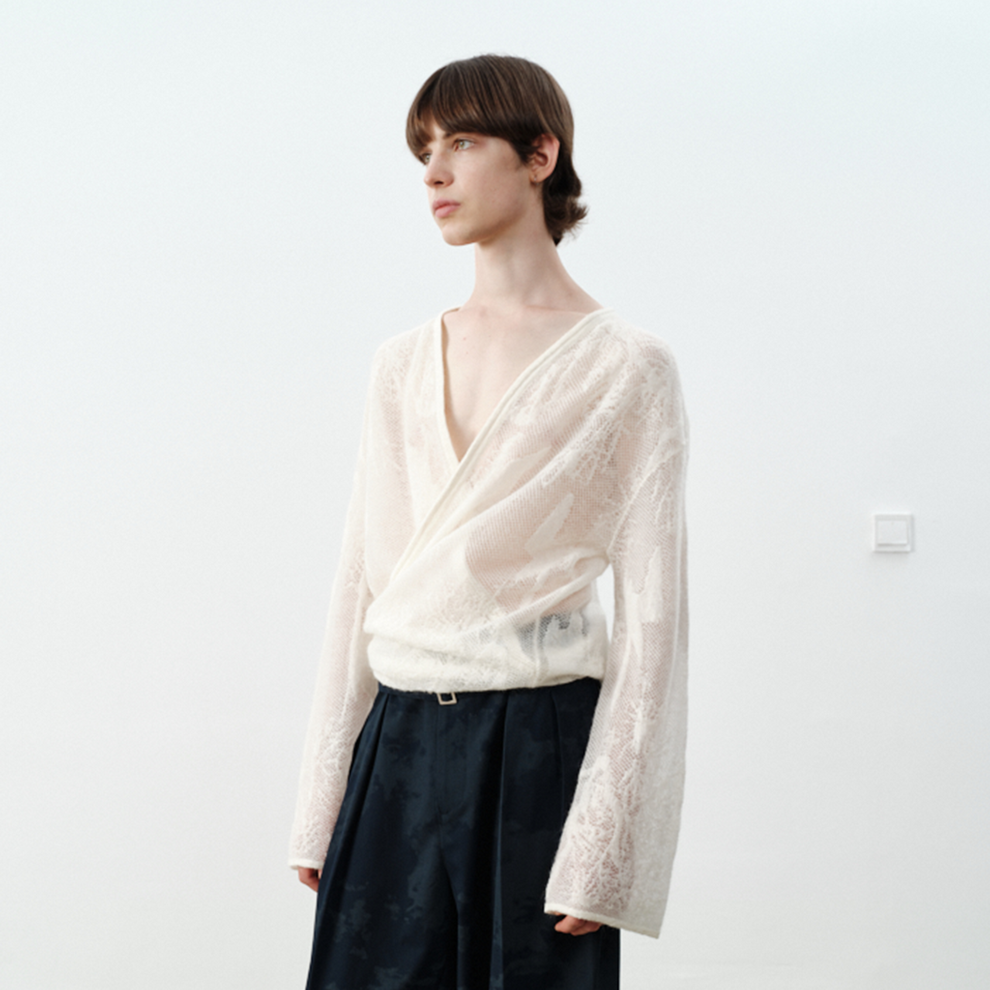 GRAINMUSTARD Alpaca Openwork Jacquard Wrap Long-Sleeve Tee-L/S Tee-One Size-Free Shipping Leatheretro