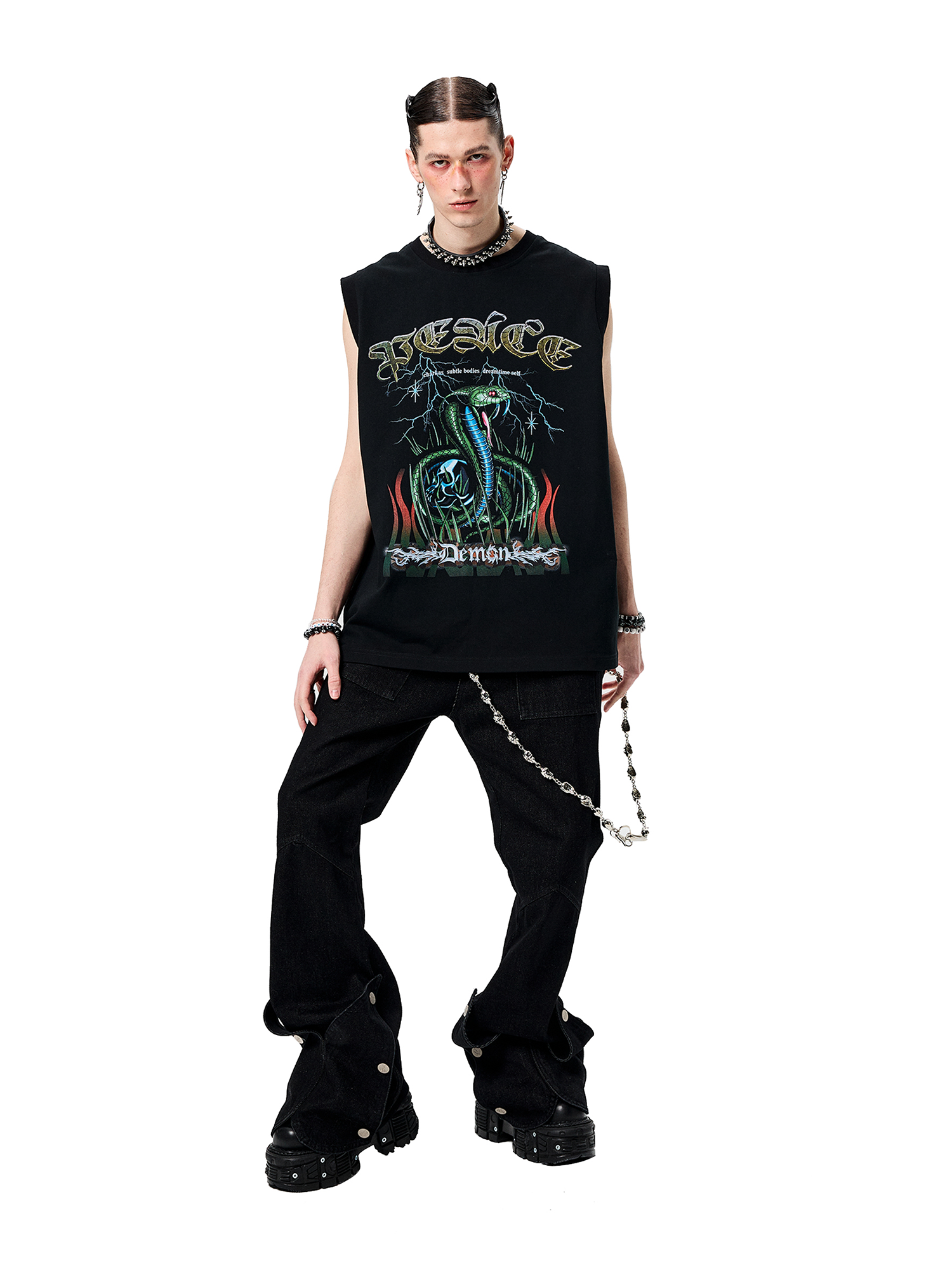 ERISSTOFF Sepultura Cobra Graphic Oversized Tank Top-Tank Top-S-Free Shipping Leatheretro