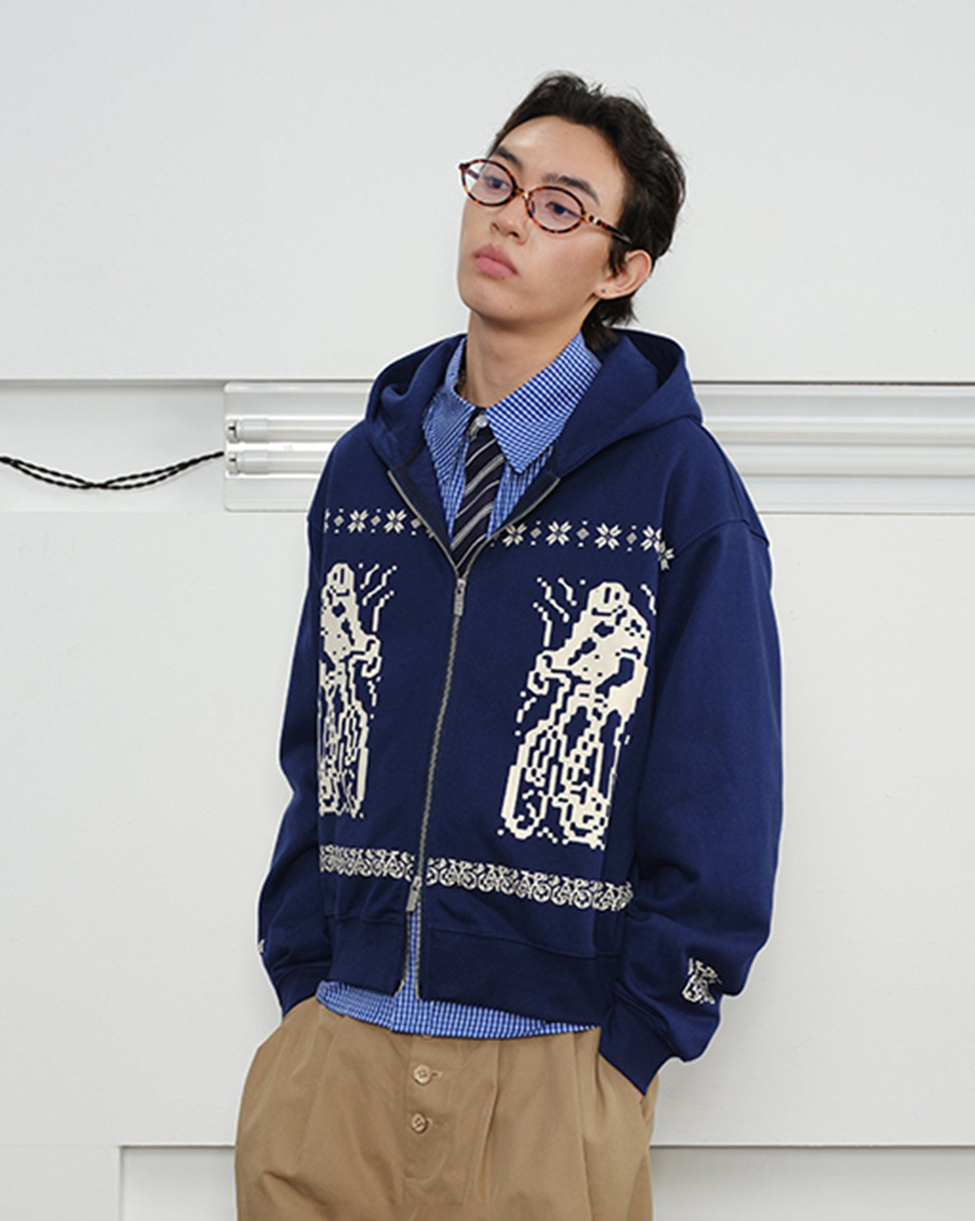 KREATE Bicycle Knitted Zip-Up Jacket-Jacket-S-Beige-Free Shipping Leatheretro