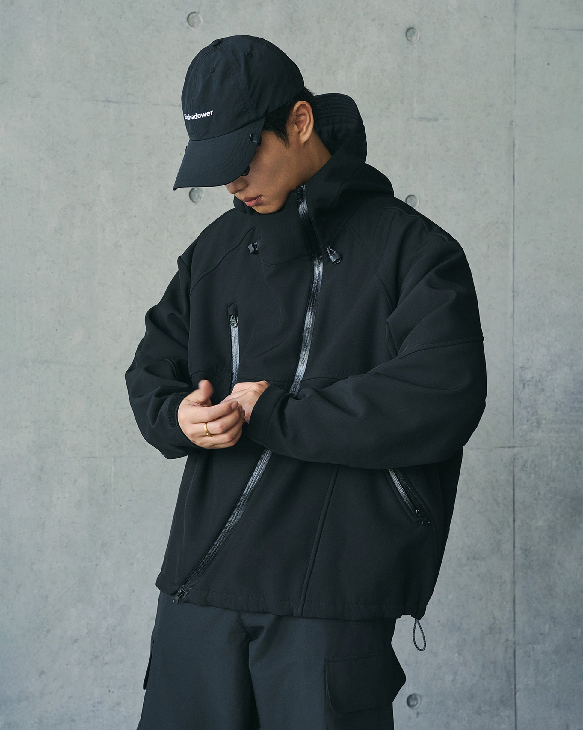 ENSHADOWER Deconstructed Asymmetrical Windbreaker-Jacket-S-Black-Free Shipping Leatheretro