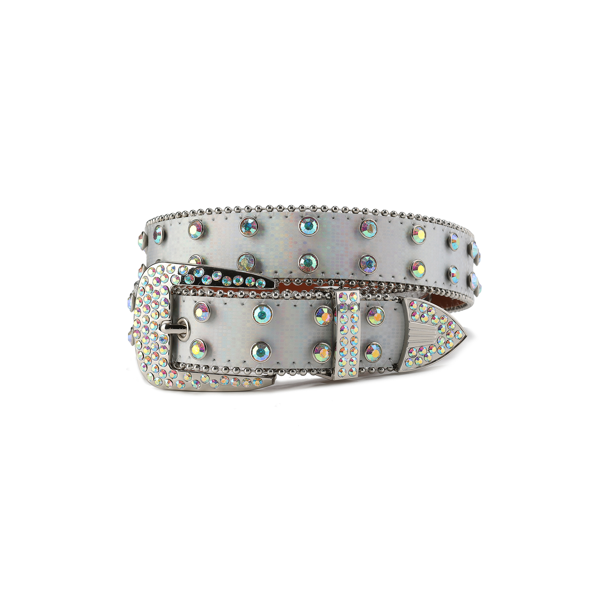 CYCYCY Iridescent Diamond Studded Buckle Belt-Accessories-One Size-Free Shipping Leatheretro