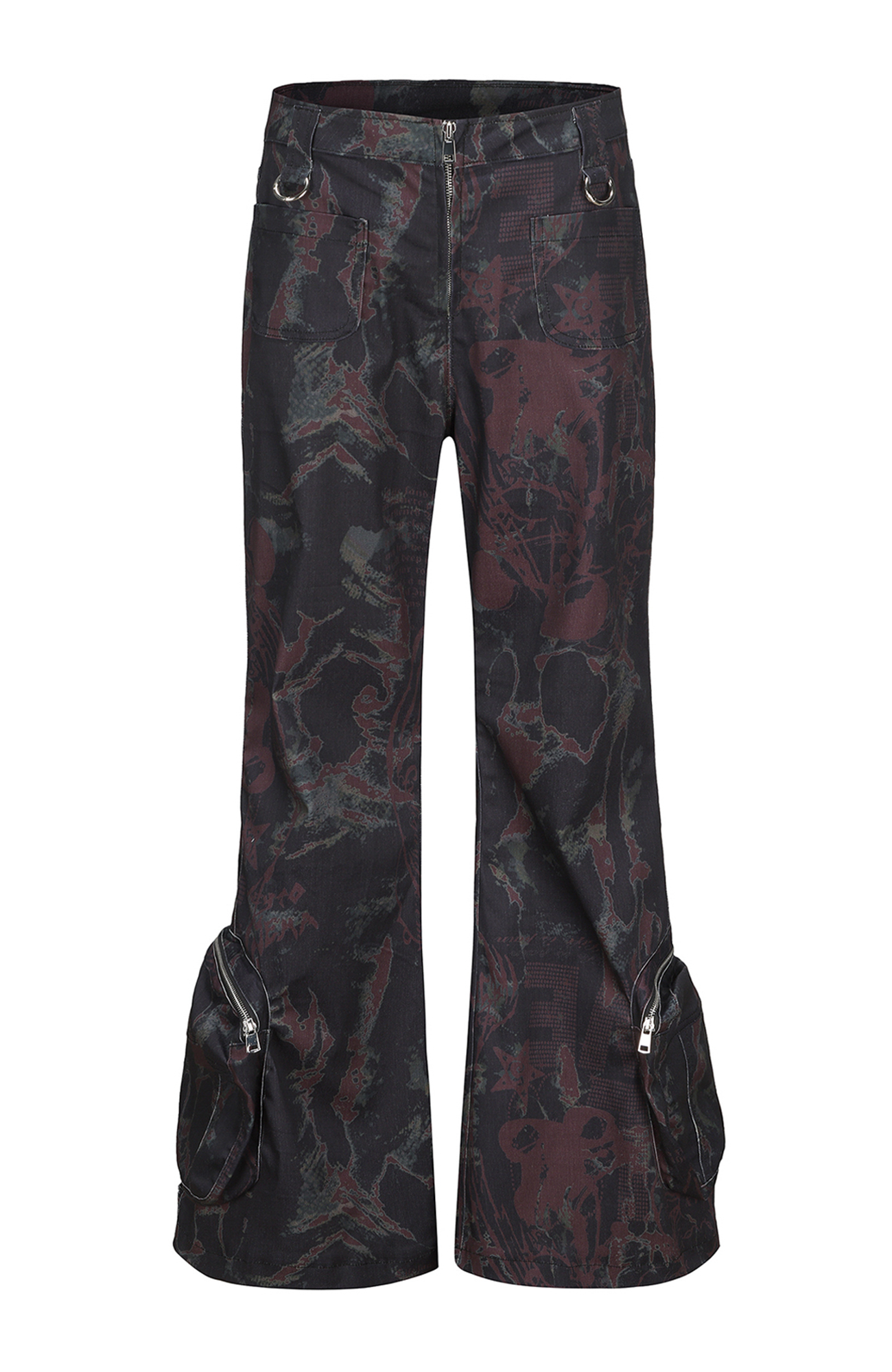 CYCYCY Abstract Graphic Cargo Flared Jeans-Jeans-XXS / 27"-Free Shipping Leatheretro