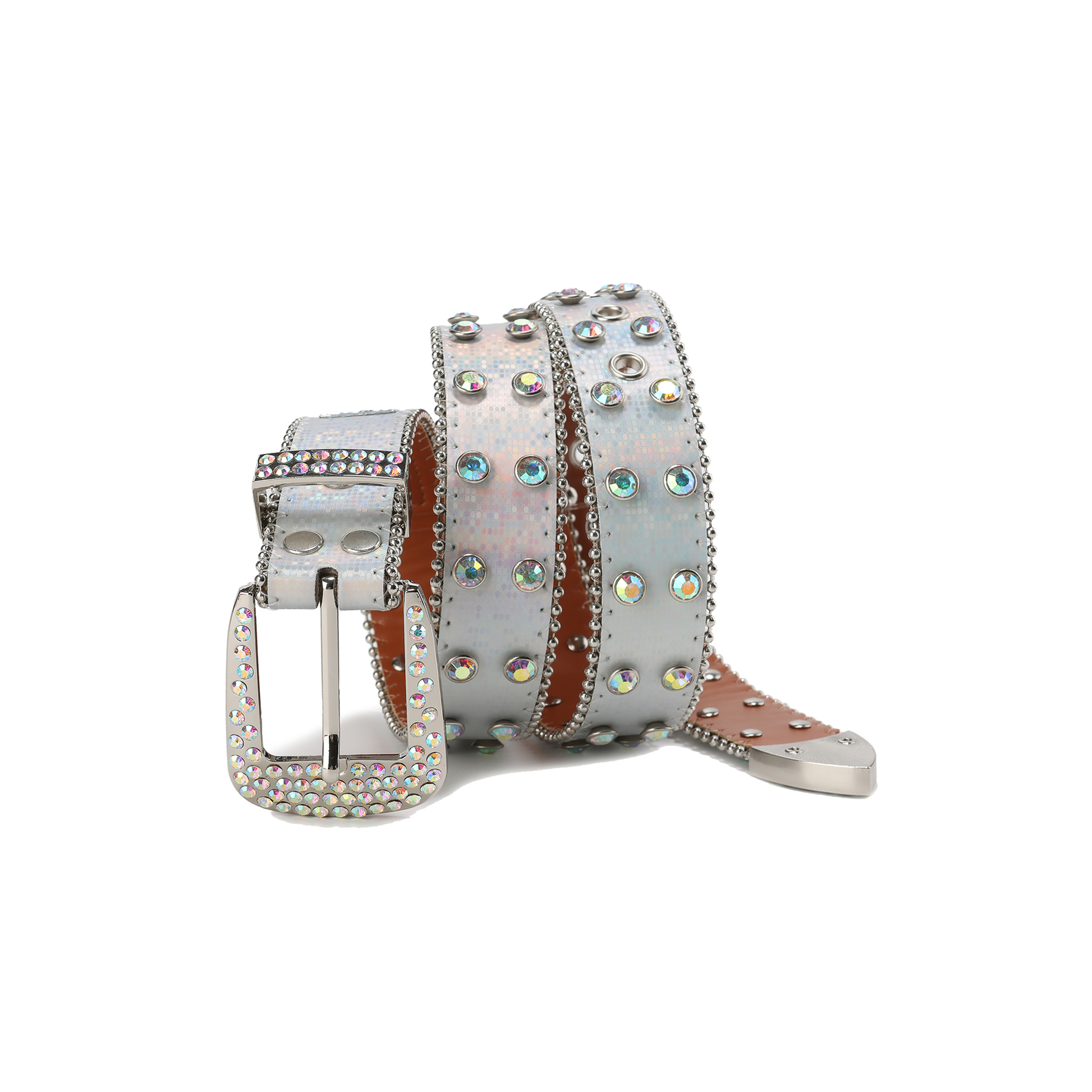 CYCYCY Iridescent Diamond Studded Buckle Belt-Accessories-One Size-Free Shipping Leatheretro