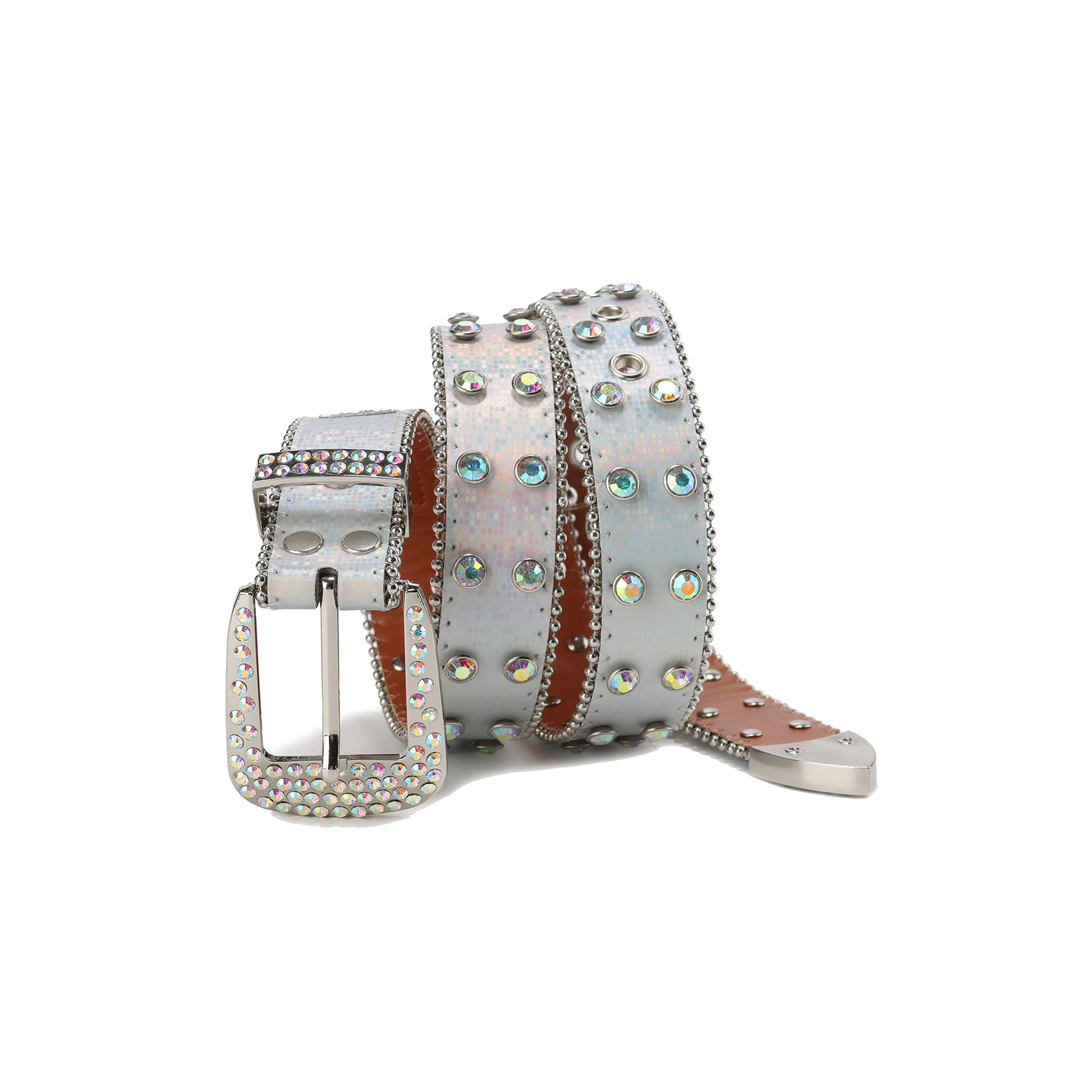 CYCYCY Iridescent Diamond Studded Buckle Belt-Accessories-One Size-Free Shipping Leatheretro