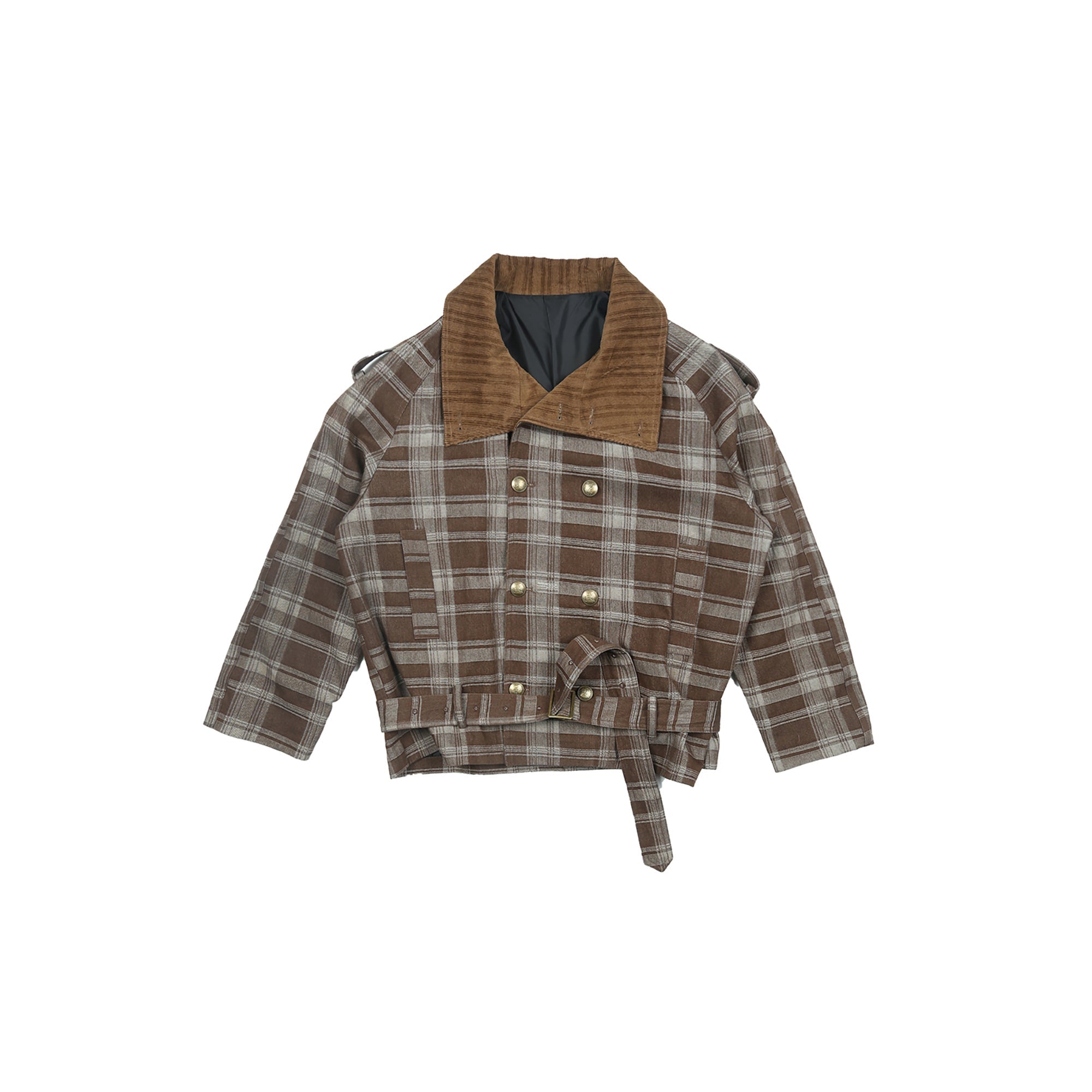 TRECLUB Retro Plaid Double-Breasted Trench Jacket-Jacket-S (Preorder)-Free Shipping Leatheretro