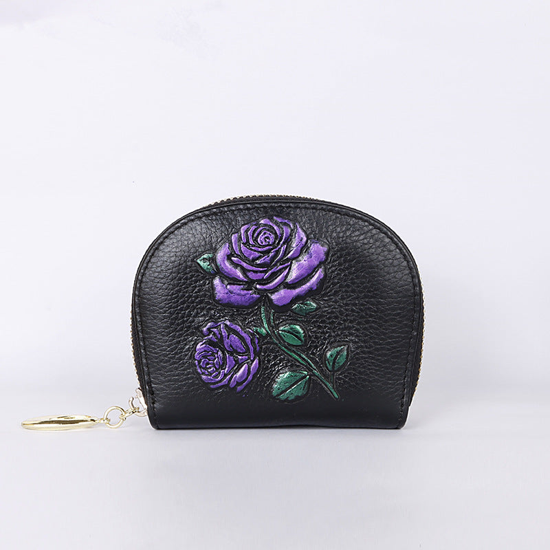 Full-Grain Leather Women’s Multi-Functional Large Capacity Coin Purse-Handbags, Wallets & Cases-Gold Fish-Free Shipping Leatheretro