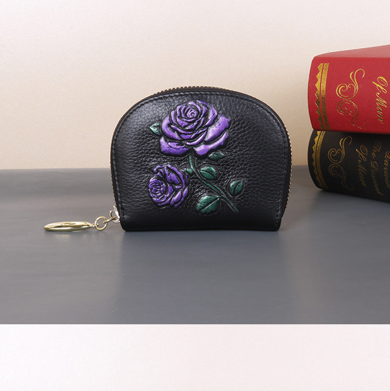 Full-Grain Leather Women’s Multi-Functional Large Capacity Coin Purse-Handbags, Wallets & Cases-Gold Fish-Free Shipping Leatheretro