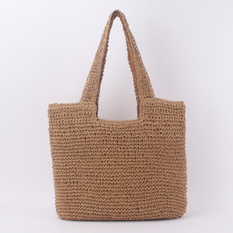 Wholesale Fashion Simple Straw Shoulder Bag-Light brown-Free Shipping Leatheretro