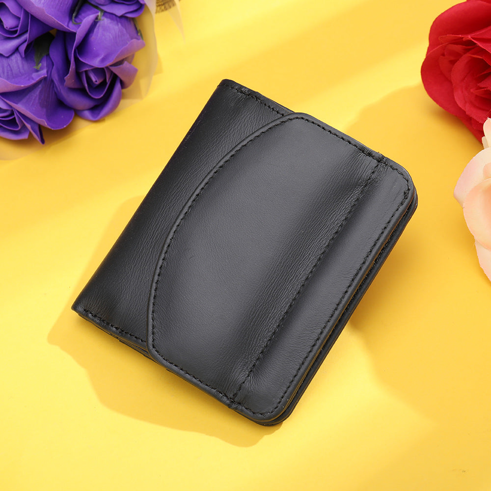 Genuine Leather Wallet for Women – Short Design with Full-Grain Cowhide Change Purse for Women-Handbags, Wallets & Cases-Red-Free Shipping Leatheretro