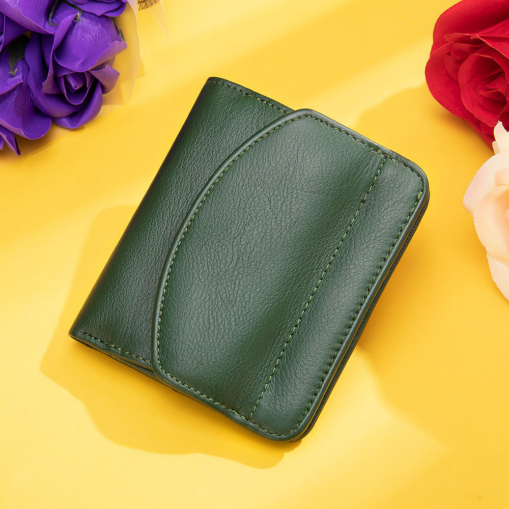 Genuine Leather Wallet for Women – Short Design with Full-Grain Cowhide Change Purse for Women-Handbags, Wallets & Cases-Red-Free Shipping Leatheretro