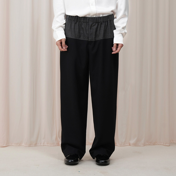 OUYANG WENJUN Contrast Spliced Elastic-Waist Trousers