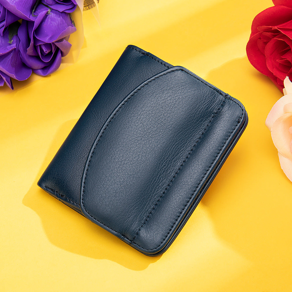 Genuine Leather Wallet for Women – Short Design with Full-Grain Cowhide Change Purse for Women-Handbags, Wallets & Cases-Red-Free Shipping Leatheretro