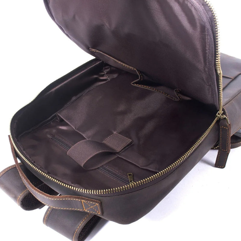 Vintage Crazy Horse Leather Men Backpack - Professional Daily Men’s Business Bag-Backpacks-Coffee-Free Shipping Leatheretro