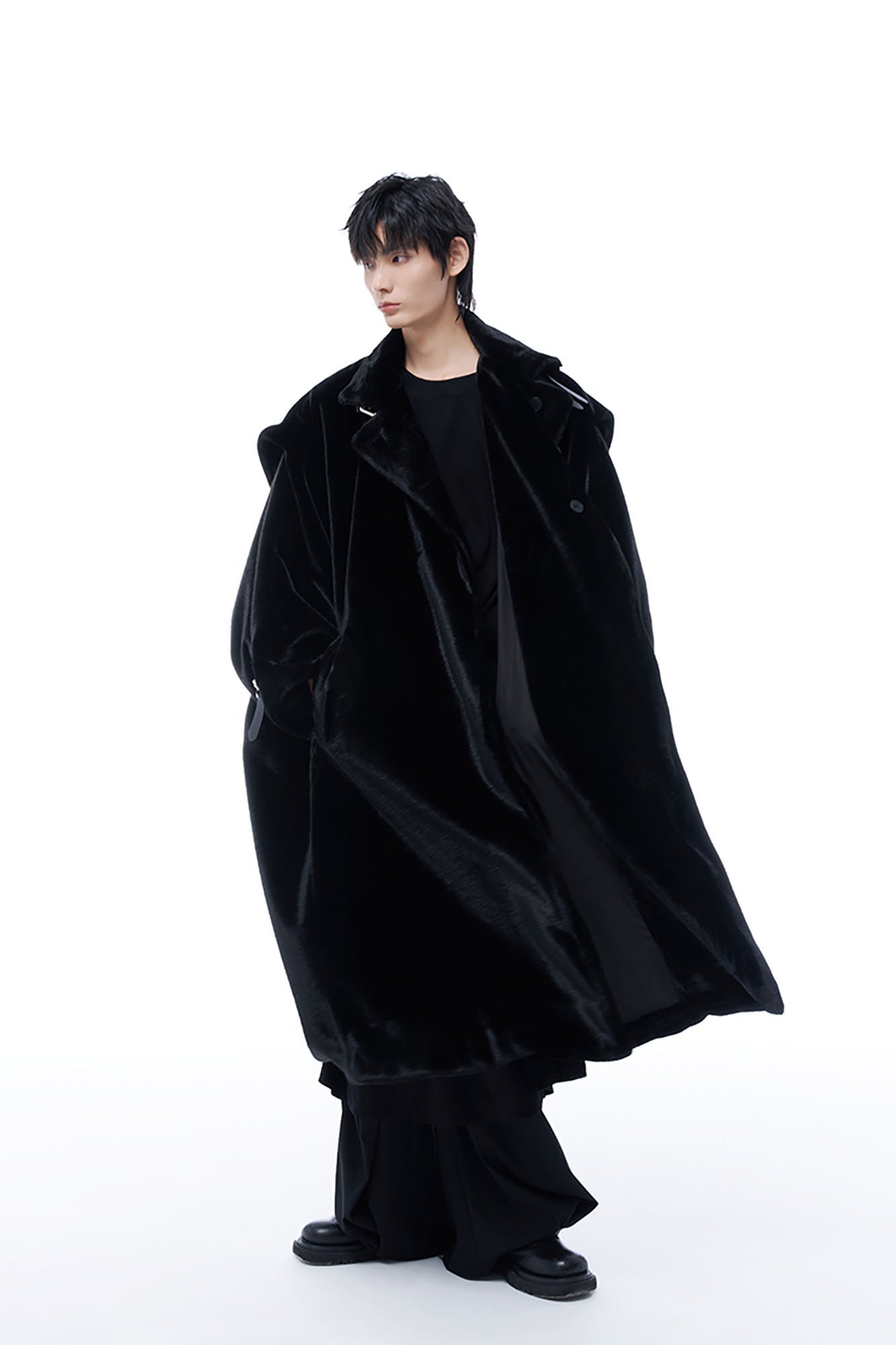 TUIMU Belted High Collar Faux Mink Overcoat-Jacket-S (Preorder)-Free Shipping Leatheretro