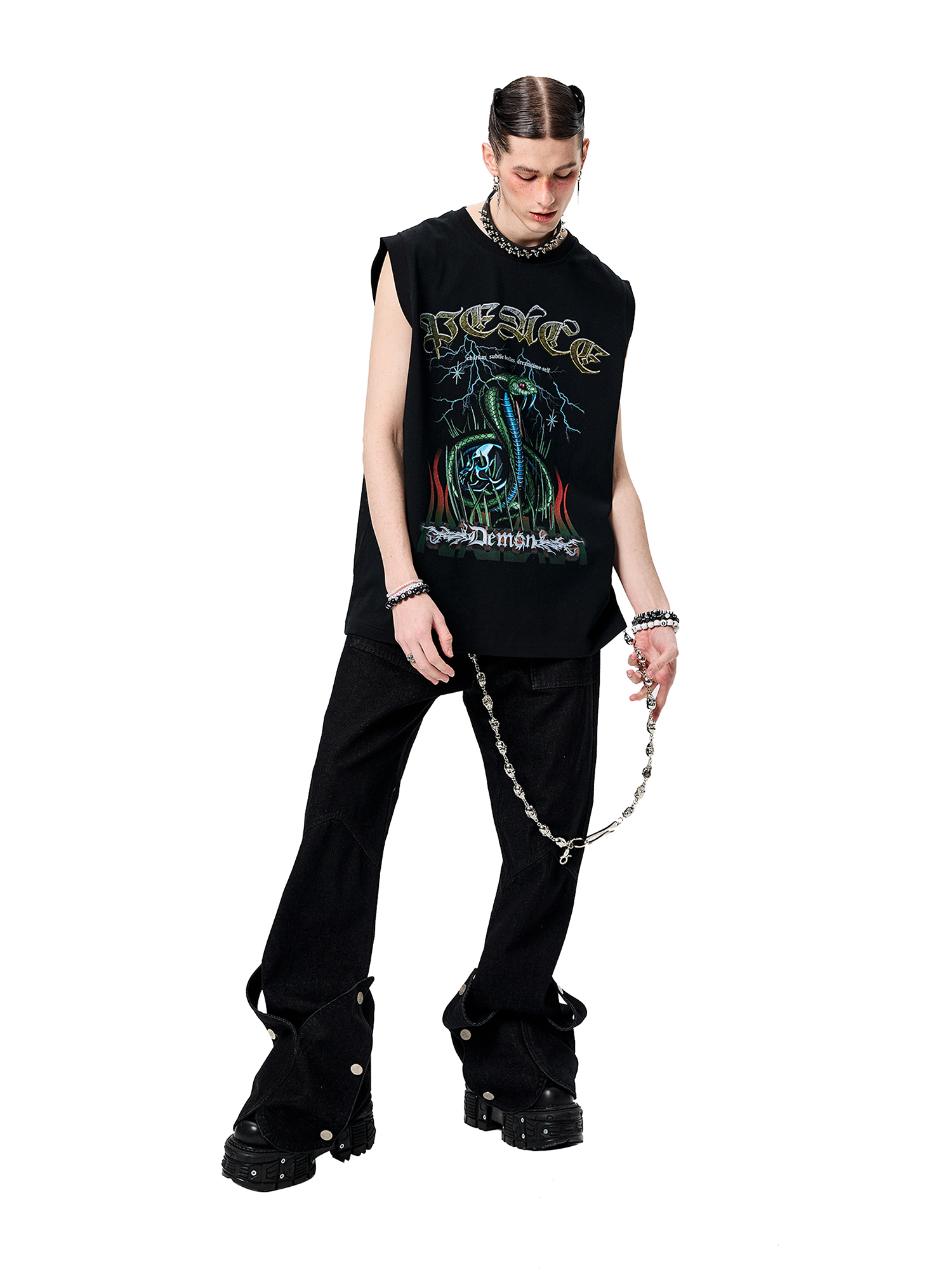 ERISSTOFF Sepultura Cobra Graphic Oversized Tank Top-Tank Top-S-Free Shipping Leatheretro