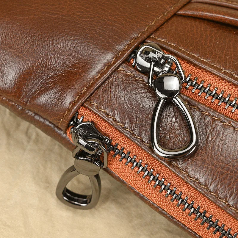Soft Genuine Leather Men's Chest Pack-Chest Bags-Brown-Free Shipping Leatheretro