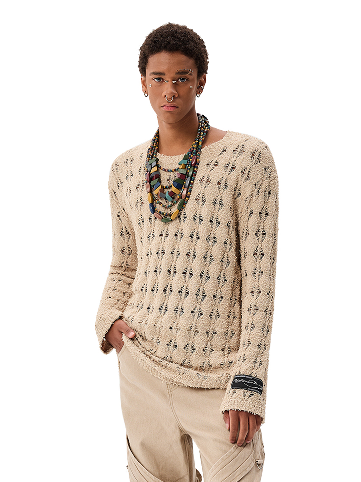 CYCYCY Punk Open-Knit Distressed Sweater-Sweater-S-Black (Preorder)-Free Shipping Leatheretro
