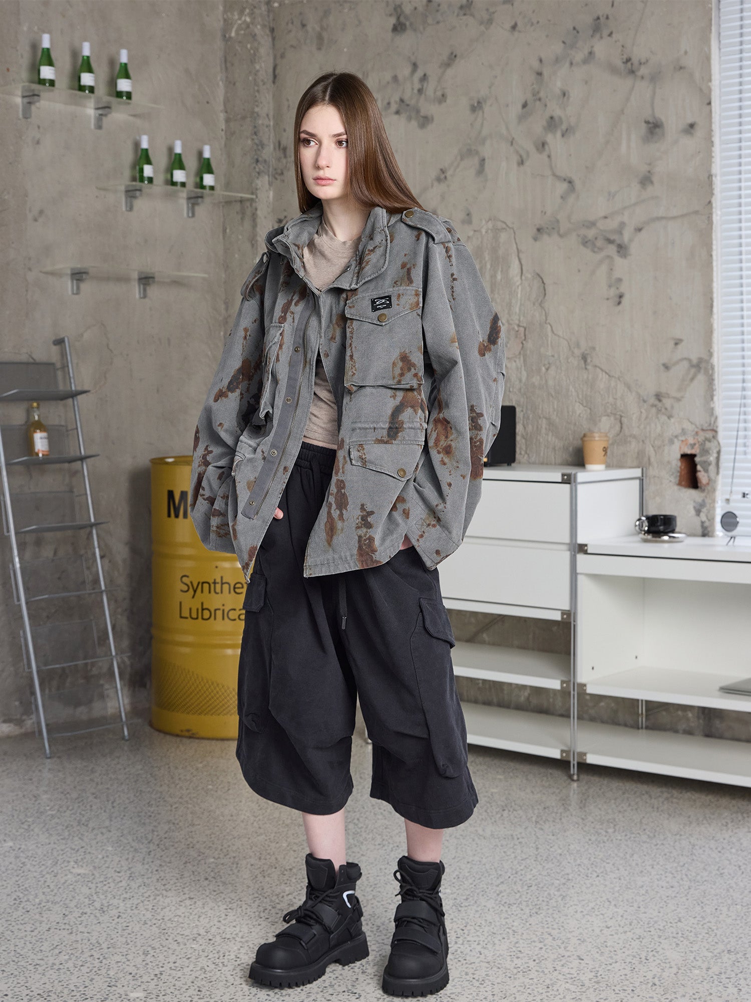 ERROR CODE ROBOT Washed Rust Multi-Pocket Jacket-Jacket-S-Free Shipping Leatheretro