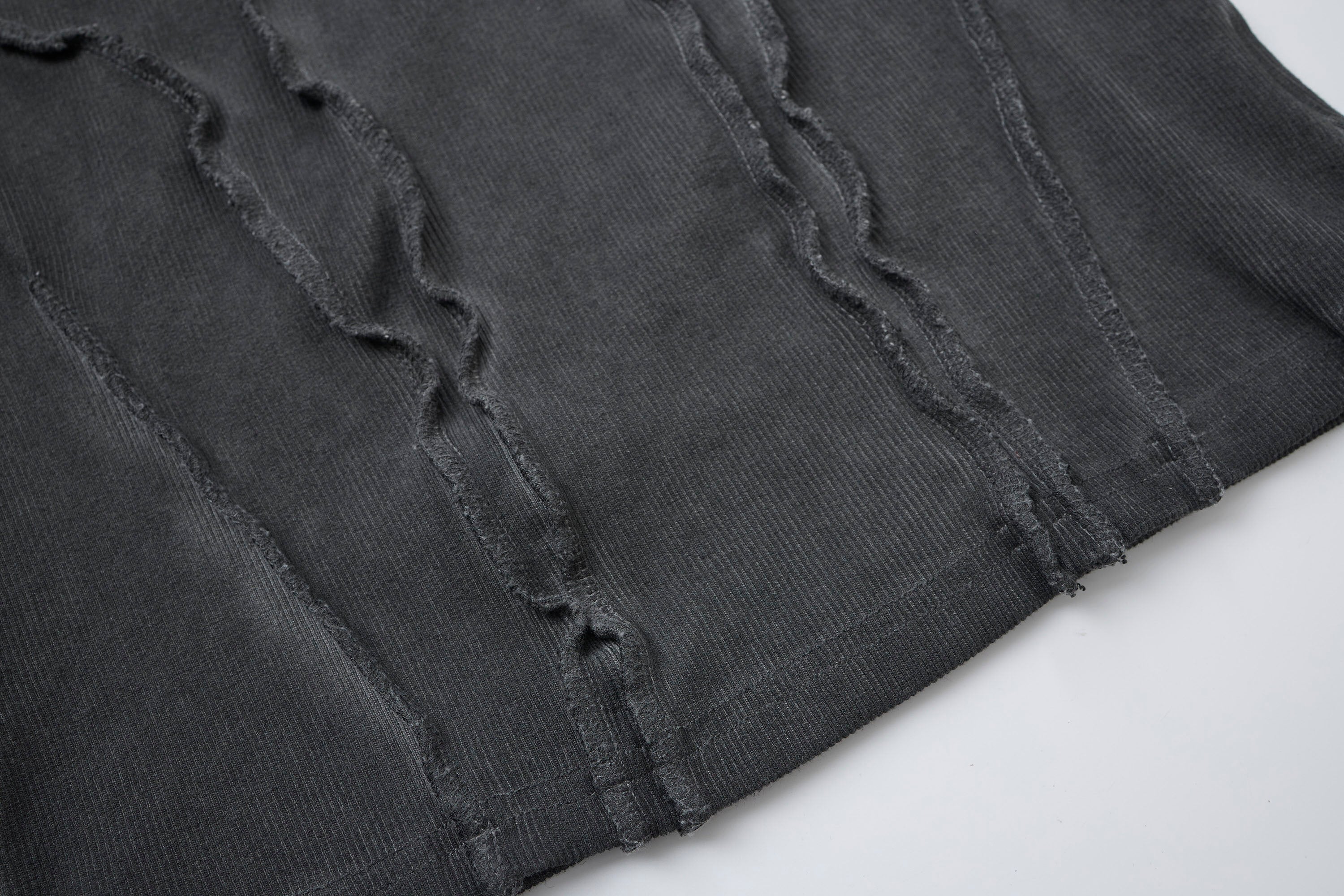CLP Ribbed Frayed Hem Slim Vest-Vest-M-Free Shipping Leatheretro