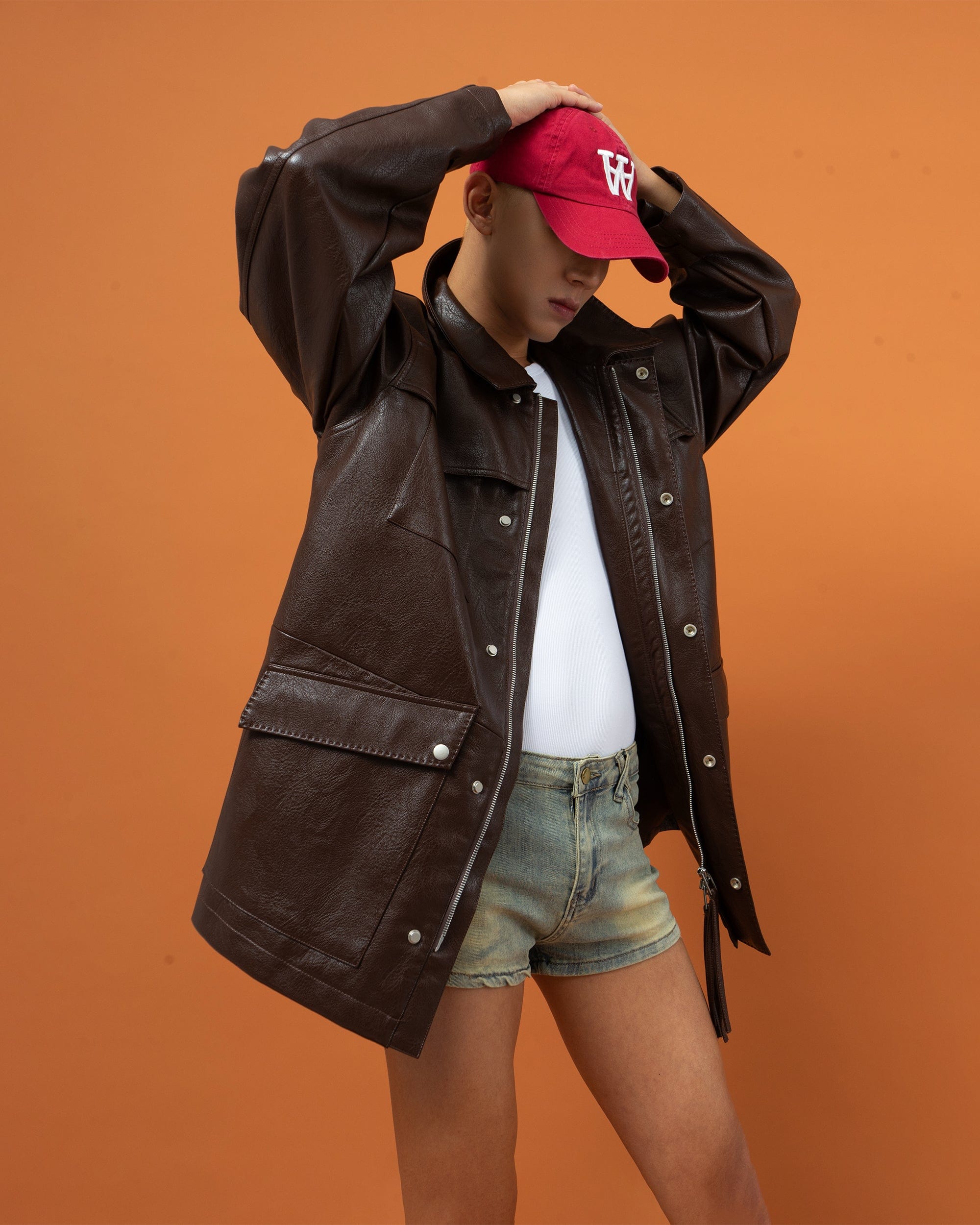 CLP Big Pocket Oversized Faux Leather Jacket-Jacket-S-Free Shipping Leatheretro