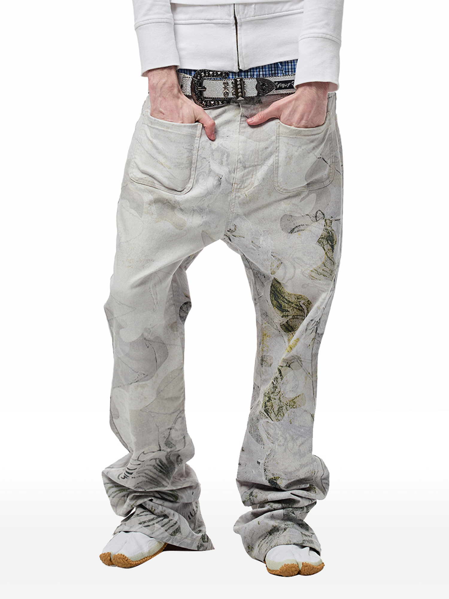 CYCYCY Floral Lace Full-Print Flared Jeans-Jeans-XXS / 27"-Free Shipping Leatheretro