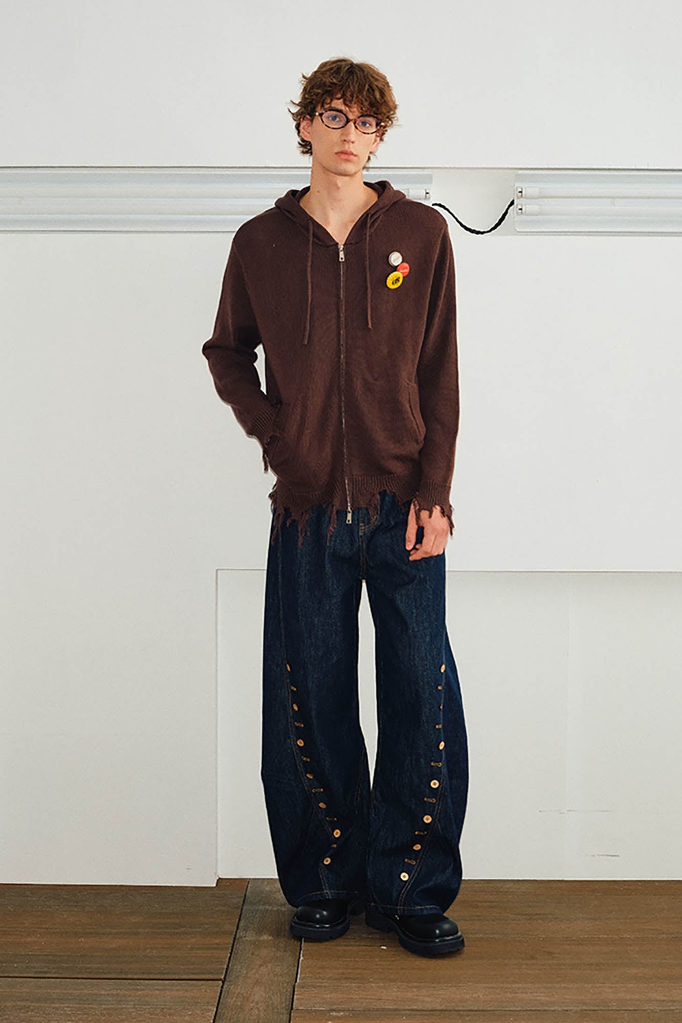 KREATE Button-Trim Flared Jeans-Jeans-S - 30"-Free Shipping Leatheretro