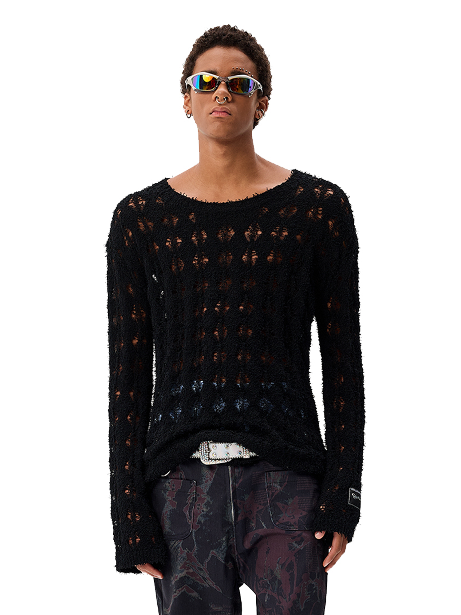 CYCYCY Punk Open-Knit Distressed Sweater-Sweater-S-Black (Preorder)-Free Shipping Leatheretro