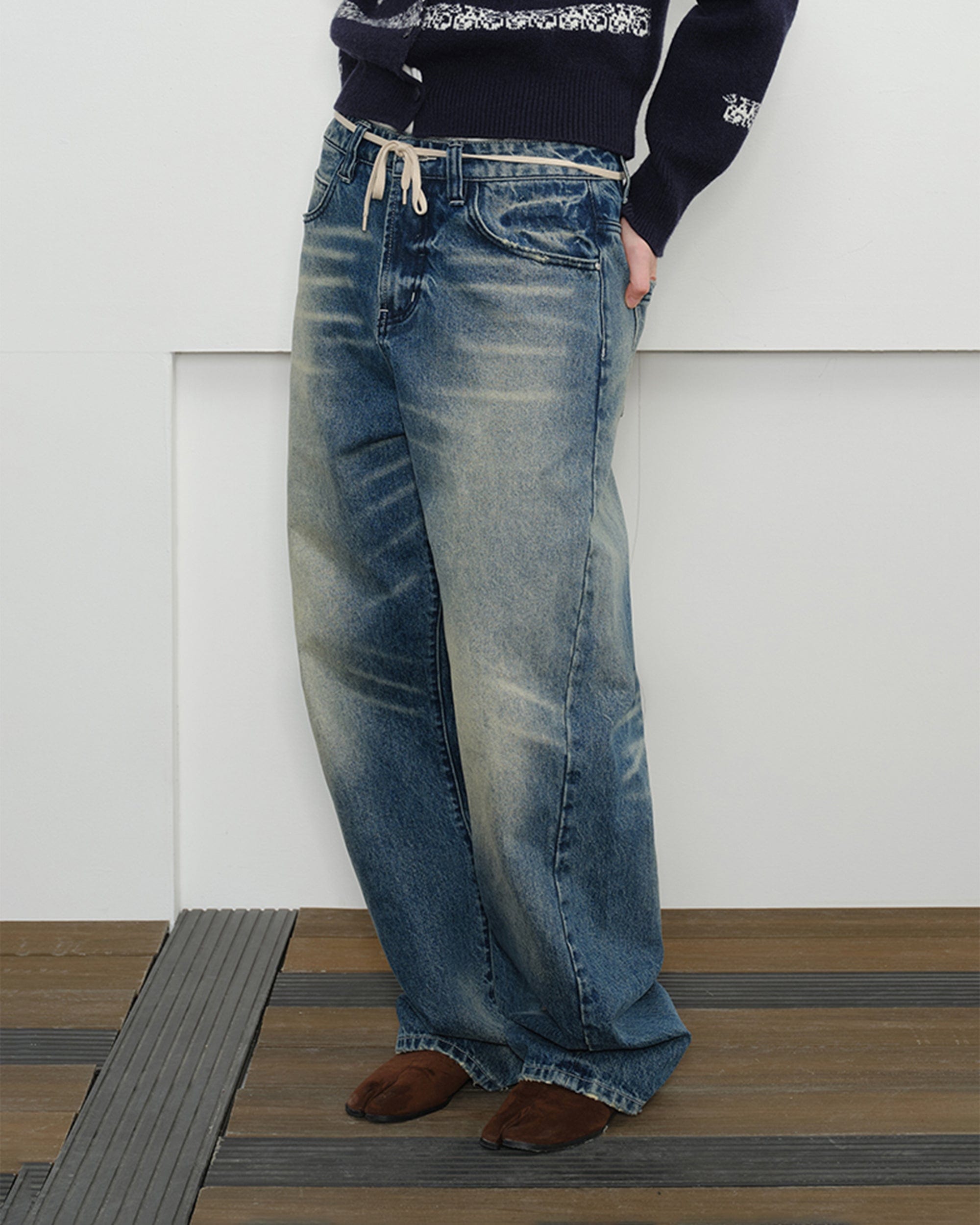 KREATE Classic Washed Whiskered Jeans-Jeans-S-Free Shipping Leatheretro